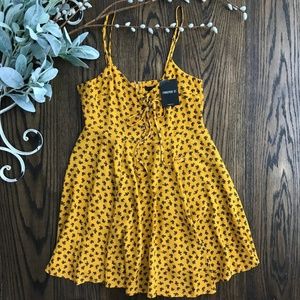 Forever 21 Mustard + Black Floral Mini Dress